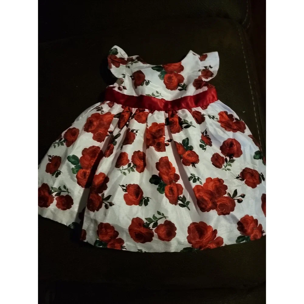 Dressed up by Gymboree Christmas holiday rose dress size 0 3‎ months